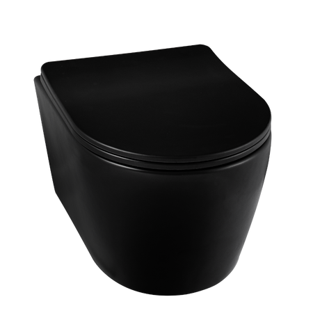 Balneo Luxa Rimless Black Wall-Mounted Toilet Bowl without Collar, with Slow-Close Duroplast Seat