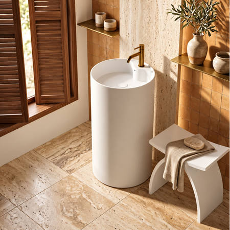 Freestanding washbasin LEYA Solid Surface Coco White