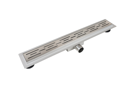 Odpływ liniowy podłogowy Balneo Decor Next Stripes 80 cm z panelem dekoracyjnym ze stali nierdzewnej szczotkowanej z niskim syfonem i głębokim osadnikiem