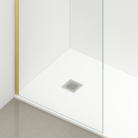 Ścianka prysznicowa Balneo Beira 50 x 200 cm złota szkło transparentne 8 mm