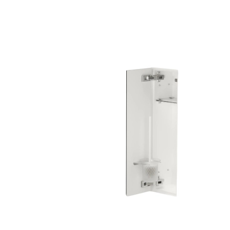 WC Brush Holder Balneo Wall Box L, White Glass, Left, Recessed Wall Installation, Stainless Steel