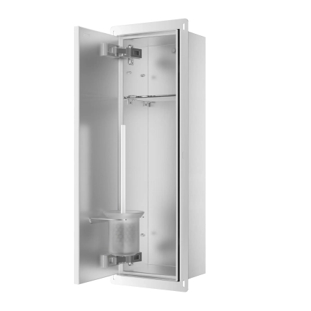 Schowek na szczotkę WC Balneo Wall Box Brush L Tiles lewy do wbudowania w ścianę ze stali nierdzewnej