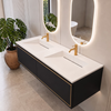 Umywalka ALVERIA Solid Surface Coco White/Biała z odpływem liniowym podwójna 140 cm