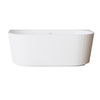 Freestanding bathtub wall-mounted Balneo VIVA fluted NO RIM 150 x 75 cm white acrylic with frame made of stainless steel and 6 stabilizing legs with overflow and white plug