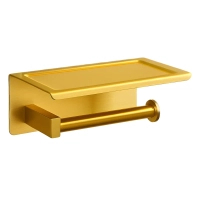 Paper holder with phone shelf Balneo Qube gold
