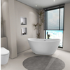 Balneo PARMA freestanding bathtub 170 x 72 cm, white acrylic with a stainless steel frame and 6 stabilizing legs, featuring an overflow and chrome drain