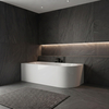 Freestanding bathtub corner left Balneo AVOLA PLUS NO RIM 170 x 80 cm white acrylic with frame made of stainless steel and 6 stabilizing legs with overflow and white plug