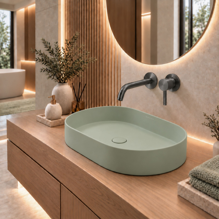 Washbasin ETERIA Solid Surface Pistachio Cream
