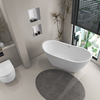 Balneo PARMA freestanding bathtub 170 x 72 cm, white acrylic with a stainless steel frame and 6 stabilizing legs, featuring an overflow and chrome drain