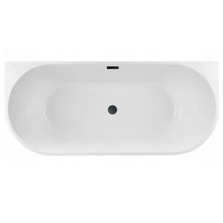 Balneo VIVA wall-mounted freestanding bathtub, white, 150 x 75 cm, acrylic, with stainless steel frame and 6 stabilizing legs, overflow, and black click-clack drain