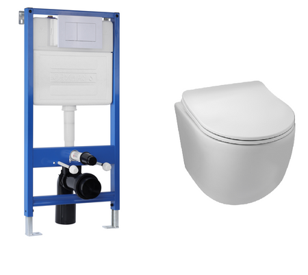 Balneo WC concealed installation kit Fix-Frame Standard frame with white Luna Tornado toilet bowl