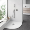 Balneo Stone Tray Composite Shower Tray 90 x 90 x 2.5 cm White Low-Profile Semi-Circular