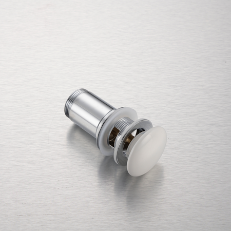 Brass washbasin stopper Balneo Klik Klak C white with overflow with ceramic head