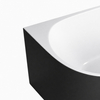 Freestanding bathtub corner right Balneo AVOLA NO RIM 150 x 75 cm white black acrylic with frame made of stainless steel and 6 stabilizing legs with overflow and white plug
