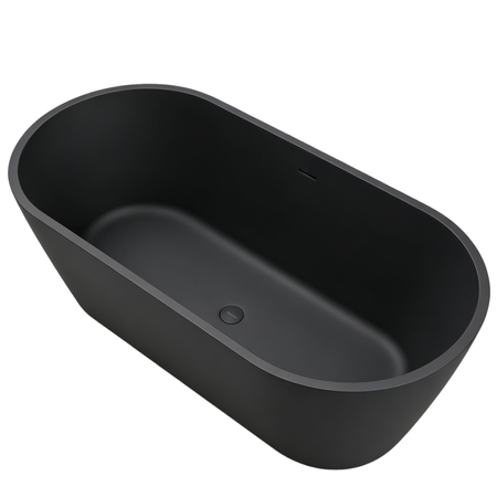 Wanna wolnostojąca VALIA Solid Surface Carbon Black z syfonem i korkiem