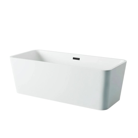 Balneo ROMA freestanding bathtub 170 x 80 cm white acrylic with stainless steel frame and 6 stabilising legs with overflow and black plug