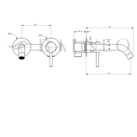 Bateria umywalkowa Balneo Cascade model 3 gun metal