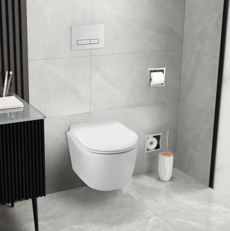 Concealed TOILET set Balneo frame / cistern frame Fix-Frame Standard with białą bowl TOILET Luxa and button for choice