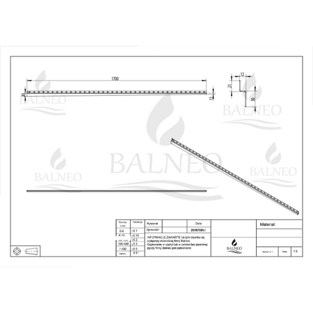 Slope profile Balneo gold wall-mounted right 170 cm