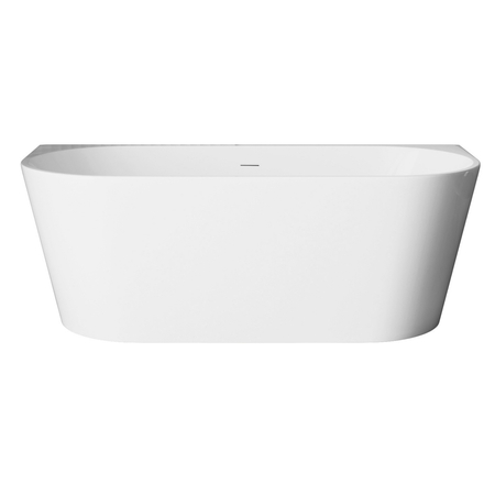 Wanna wolnostojąca przyścienna Balneo VIVA NO RIM 150 x 75 cm biała akrylowa z ramą ze stali nierdzewnej i 6 nóżkami stabilizującymi z przelewem i białym korkiem