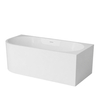 Freestanding bathtub corner right Balneo AVOLA PLUS NO RIM 160 x 75 cm white acrylic with frame made of stainless steel and 6 stabilizing legs with overflow and white plug