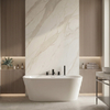 Freestanding bathtub wall-mounted Balneo VIVA PLUS NO RIM 160 x 75 cm white acrylic with frame made of stainless steel and 6 stabilizing legs with overflow and white plug