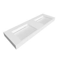Umywalka SERAVIA Solid Surface Coco White/Biała z odpływem liniowym podwójna 140 cm