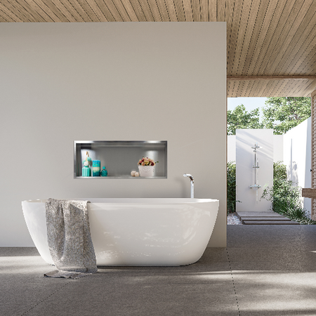 Półka wnękowa Balneo Wall Box One Inox 90 x 30 x 7 cm ze stali nierdzewnej szczotkowanej z kołnierzem