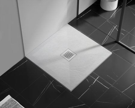 Balneo Stone Tray Composite Shower Tray 110 × 90 × 2.5 cm White, Low-Profile, Rectangular