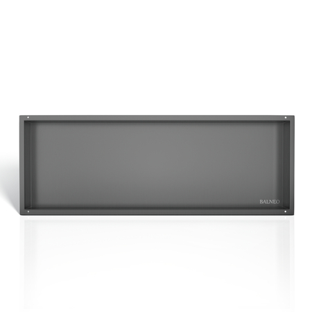 Balneo Wall Box No-Rim Gun Metal Recessed Shelf 90 × 30 × 10 cm, Brushed Stainless Steel, Collar-Free