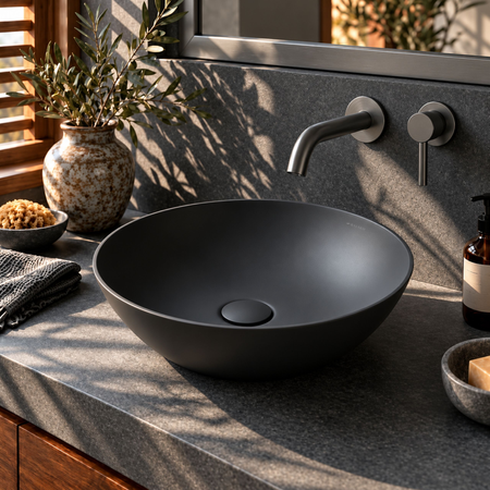 Washbasin TIERA Solid Surface Carbon Black