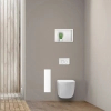 WC Brush Holder Balneo Wall Box L, White Glass, Left, Recessed Wall Installation, Stainless Steel
