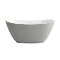 Wanna wolnostojąca Balneo PARMA NO RIM 170 x 72 cm biało szara akrylowa z ramą ze stali nierdzewnej i 6 nóżkami stabilizującymi z przelewem i białym korkiem