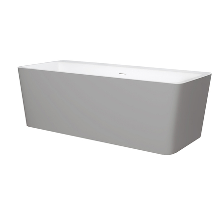 Wanna wolnostojąca Balneo ROMA NO RIM 170 x 80 cm biało szara akrylowa z ramą ze stali nierdzewnej i 6 nóżkami stabilizującymi z przelewem i białym korkiem