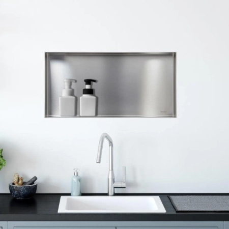 Balneo Wall Box No rim Inox 60 x 30 x 10 cm brushed stainless steel recessed shelf without collar