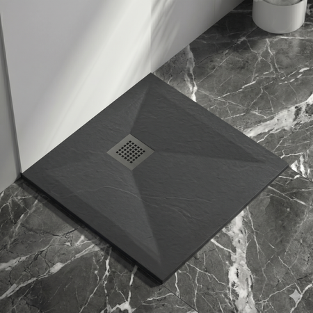 Balneo Stone Tray composite shower tray 80 x 80 x 2.5 cm dark grey low square