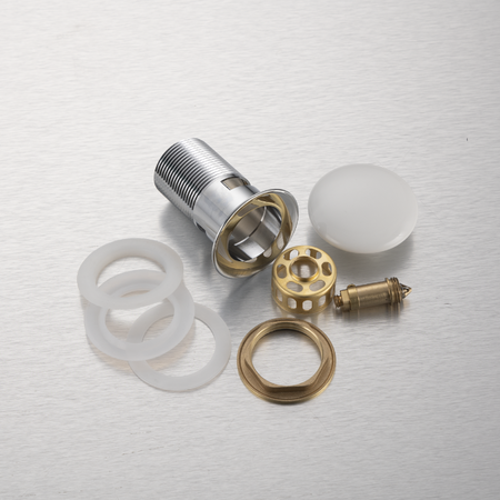 Brass washbasin stopper Balneo Klik Klak F white with basket and overflow