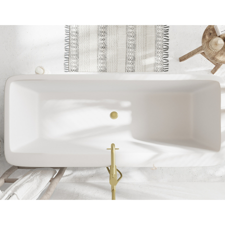 Balneo ROMA freestanding bathtub 170 x 80 cm white acrylic with stainless steel frame and 6 stabilising legs with overflow and gold plug