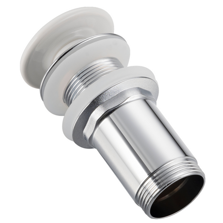 Brass washbasin stopper Balneo Klik Klak C white without overflow with ceramic head