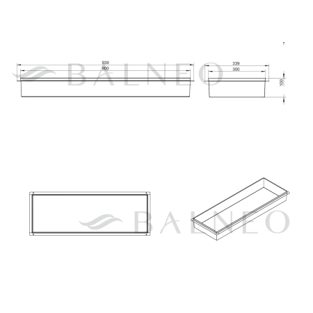 Półka wnękowa Balneo Wall Box No rim Copper 90 x 30 x 10 cm miedziana ze stali nierdzewnej bez kołnierza