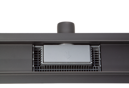 Odpływ liniowy podłogowy Balneo Duplex Next Black 50 cm czarny dwustronny ze stali nierdzewnej szczotkowanej z niskim syfonem i głębokim osadnikiem