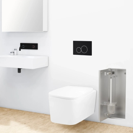 Balneo Wall Box Brush S Tiles – Left Built-In Stainless Steel Toilet Brush Holder