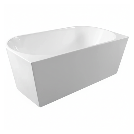 Free-standing wall-mounted bathtub Balneo VIVA white 170 x 80 cm acrylic with stainless steel frame and 6 stabilizing legs with overflow and gun metal plug