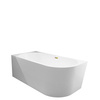 Balneo AVOLA 150 × 75 cm White Acrylic Left-Hand Freestanding Corner Bathtub with Stainless Steel Frame, 6 Stabilizing Feet, Overflow and Mirrored Gold Plug