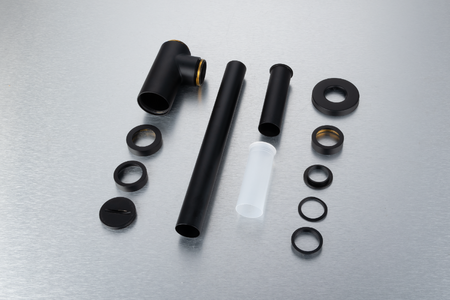 Trap basin brass Balneo black round