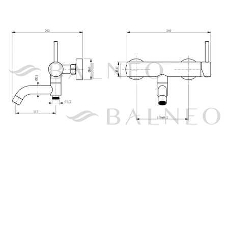 Bateria wannowa Balneo Cascade model 1 shiny gold