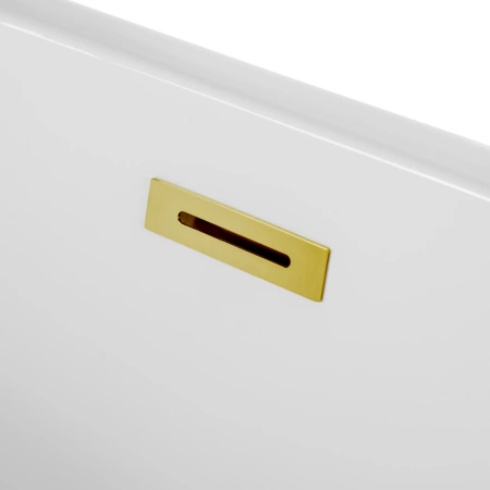 Wanna wolnostojąca Balneo PARMA 170 x 72 cm biała akrylowa z ramą ze stali nierdzewnej i 6 nóżkami stabilizującymi z przelewem i korkiem złoto lustrzanym