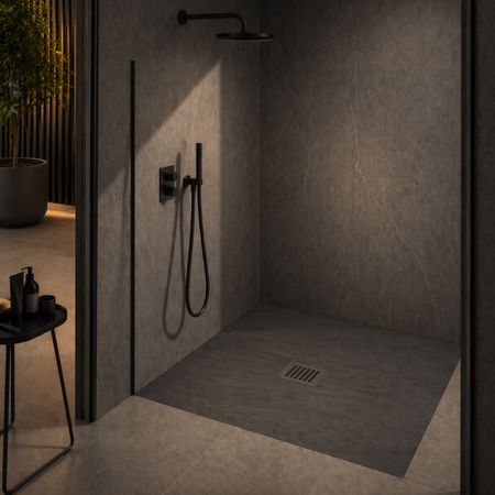 Balneo Stone Tray composite shower tray 80 x 80 x 2.5 cm dark grey low square