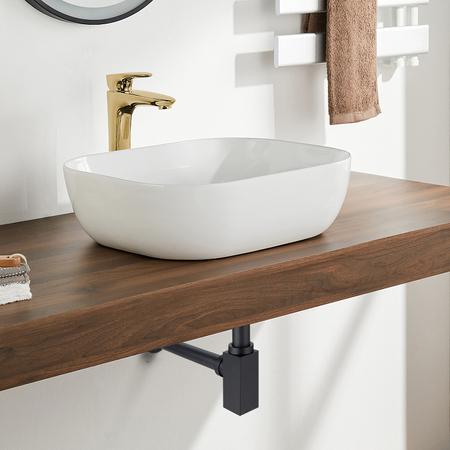 Syfon umywalkowy mosiężny Balneo czarny kwadratowy