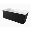 Freestanding bathtub corner right Balneo AVOLA NO RIM 150 x 75 cm white black acrylic with frame made of stainless steel and 6 stabilizing legs with overflow and white plug